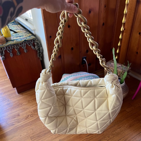 Zara cream leather and chain quilted bag - Picture 4 of 7